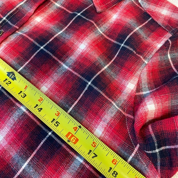 Hint of Mint Red Plaid Button Down Shirt Light Flannel & Lace - Picture 9 of 12